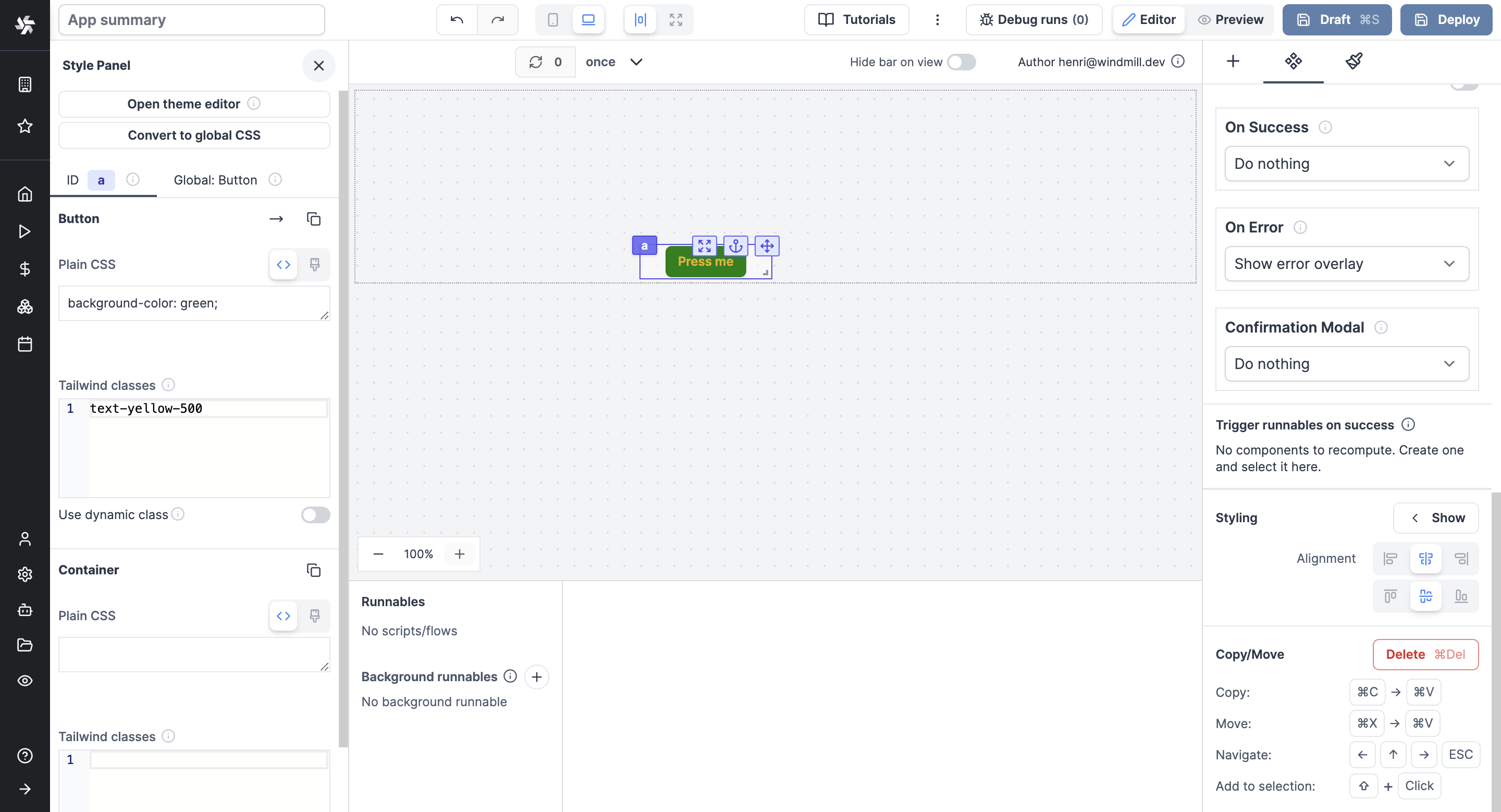 Styling menu Styling menu